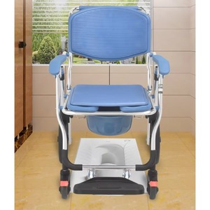 Bedside Folding Aluminum Plastic Shower Commode toilet chair Hygiene For Elderly With Bedpan - Product Image 4