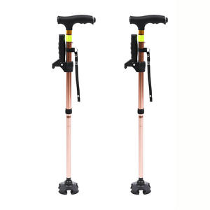 Bastón telescópico de aleación de aluminio con luz LED, bastón de senderismo ajustable para trekking y soporte al aire libre - Product Image 1