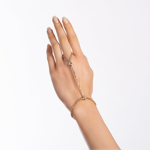 Brazalete <span class=keywords><strong>de</strong></span> Cadena <span class=keywords><strong>de</strong></span> Tenis <span class=keywords><strong>de</strong></span> <span class=keywords><strong>Acero</strong></span> <span class=keywords><strong>Inoxidable</strong></span> con Cristales Bohemios y Anillo, Joyería <span class=keywords><strong>de</strong></span> Mano Dorada <span class=keywords><strong>de</strong></span> Moda - Product Image 1