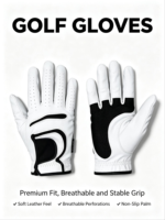 Gants de golf personnalisés HAIYI avec logo, en cuir véritable Cabretta, microfibre PU, protection UV, fermeture à boucle, respirants et doux