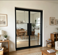 Porte en verre et acier moderne, cadre en métal noir, porte en verre trempé, fournisseur direct d'usine, vente chaude