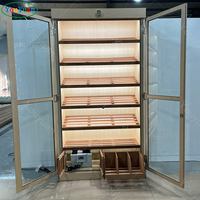 Holz-Zigarren-Vitrine, Doppelglastür-Humidor-Showcase mit LED-Beleuchtung & Konstanttemperatursystem für Zigarrengeschäfte