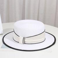 Chapeau de soleil décontracté en paille pour femme avec nœud – Protection UV, large bord, idéal pour la plage et les activités quotidiennes en extérieur – Casquette visière toutes saisons