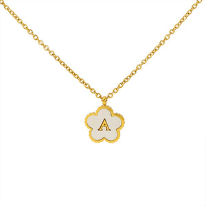 Zogxin Stainless Steel Flower Letter Necklace 18K Gold Plated Pendant With Alphabet For Gift Jewelry Women Fashion - Product Image 5