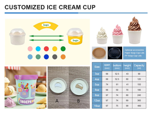 Logo personnalisé imprimé 4oz 5oz 6oz 8oz emballage de crème glacée tasse conteneur yaourt glacé jetable crème glacée bol en papier avec couvercle - Product Image 6