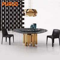 Table de salle à manger ronde en marbre OEM ODM avec plateau tournant Lazy Susan, table à manger en marbre avec plateau rotatif et pieds en acier inoxydable