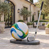 Statue de balle de golf en fibre de verre, sculpture de jardin extérieure en fibre de verre, la plus populaire, géante et décorative en résine et fibre de verre