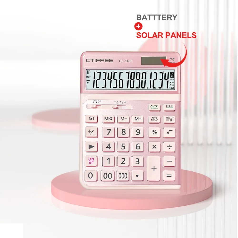 Wholesale Big Calculadora LCD Display Pink Calculator Office Supplies Stationery Business Desk Electronic Gift Calculator