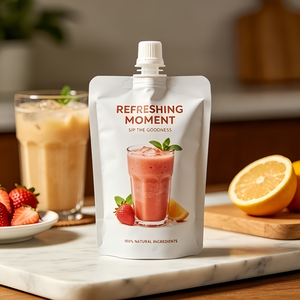 Pochette souple personnalisable avec bec verseur, réutilisable, vide, en plastique, pour emballage de boissons <span class=keywords><strong>maison</strong></span> (jus, smoothies, liquides) - Product Image 3