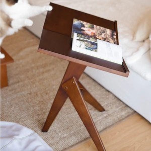 Mesa Auxiliar Minimalista de Madera Maciza para Sofá, Mesa de Centro Plegable de Altura Ajustable, Mesa Auxiliar Móvil para Cama, Estante de Lectura - Product Image 3