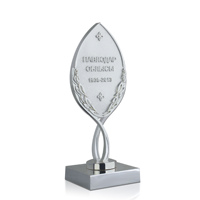 Trophée personnalisé en métal moulé moderne, forme de feuille, plaqué or, récompense annuelle pour les réalisations, 75*80*203mm, 0.7kg
