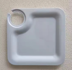 Pack créatif de 4 planches à apéritif en mélamine, assiettes à apéritif et à cocktails avec porte-verre et porte-gobelet - Product Image 1