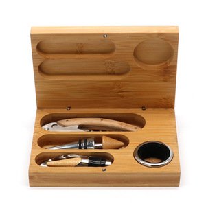 Rượu vang <span class=keywords><strong>Opener</strong></span> <span class=keywords><strong>Set</strong></span> với hộp tre 4 trong 1 tre rượu vang corkscrew phụ kiện rượu vang khuyến mại Bộ quà tặng - Product Image 2
