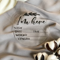 Cadeau personnalisé pour nouveau-né, annonce de naissance en acrylique, plaque de statistiques de naissance, plaque en acrylique avec nom, accessoire photo pour nouveau-né