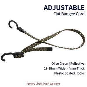 Cordon élastique plat réglable de 1 m avec crochets, largeur 18 mm, réfléchissant, multicolore, résistance à la rupture de 60 kg, en caoutchouc PP pour le contrôle du fret - Product Image 1