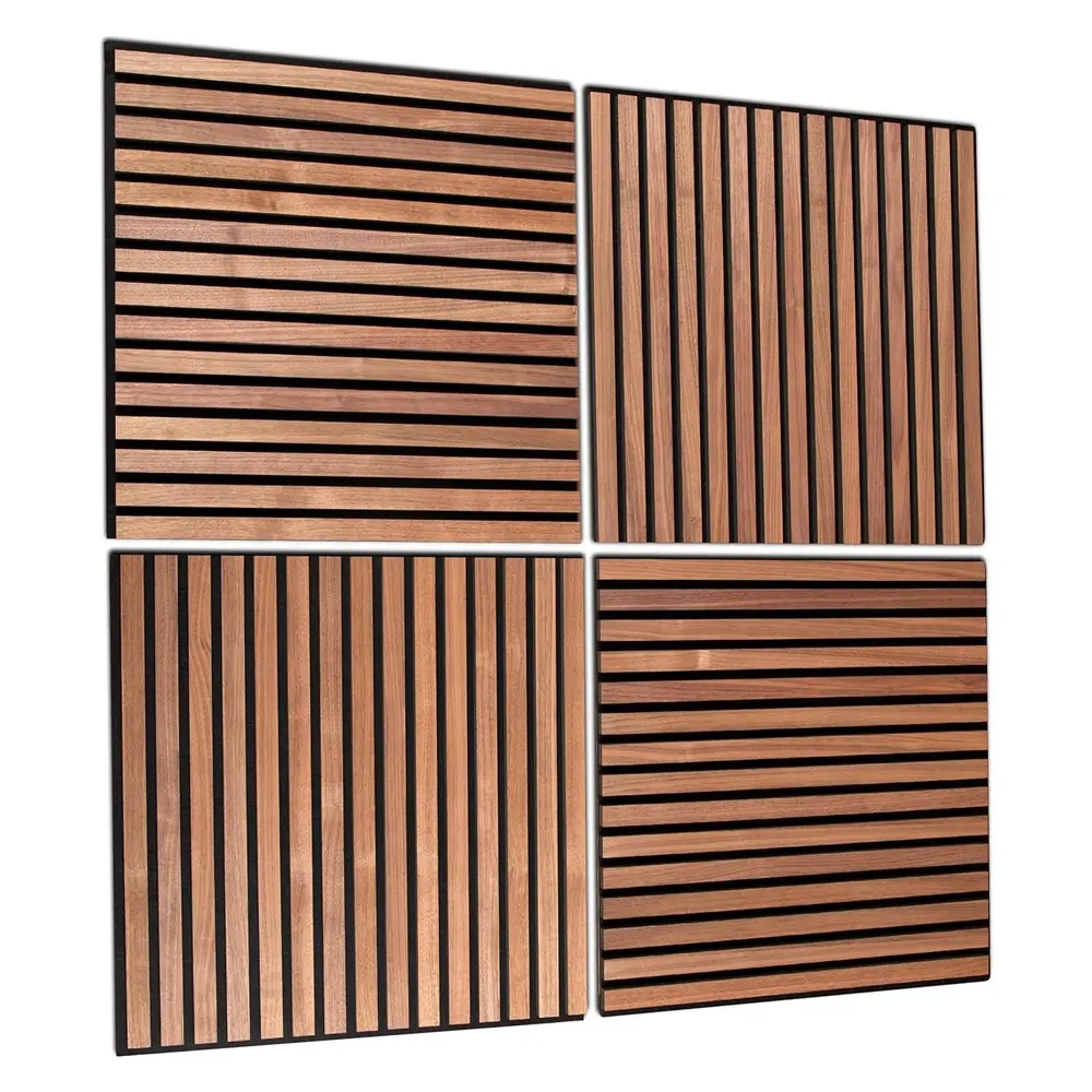 आंतरिक ध्वनि अवशोषण डेकोर 3 डी उच्च घनत्व वाले पालतू पैनल 60x60 सेमी लकड़ी की दीवार वेनर स्ट ध्वनि सबूत ध्वनिक पैनल