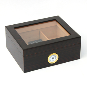 Glass top wooden cigar humidor box desktop cigar box