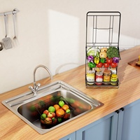 Vrijstaande Metalen Hangende Opbergbak Organizer Fruit Groente Metalen Draad Markt Uienmand Stand