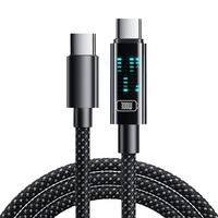 Cable de Carga Rápida PD de 100W Tipo C con Barra de Luz Animada, E-Marker, 5A, Cable de Datos Trenzado, Transferencia de 480Mbps para Auto, Escritorio y Teléfono