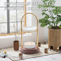 Support en céramique doré en forme d'anneau pour bougie chauffe-plat, chauffe-cire, diffuseur d'arômes de bois de santal et d'huiles essentielles, pour l'été