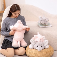 Peluche Éléphant Couché en Gros, Doux et Moelleux, Gris Rose, pour Décoration Canapé Lit, Cadeau d'Anniversaire Enfant