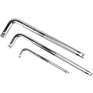 1/2" 3/8" 1/4" L Type Handle Chrome Spanner Wrench Driver Curved Rod Extension Bar