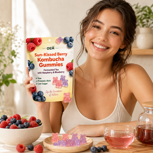 Gummies au kombucha aux baies Sun Kissed, probiotiques bruts riches, faibles en sucre, thé <span class=keywords><strong>ferment</strong></span>é, framboise, myrtille, soutien digestif, personnalisation OEM - Product Image 4