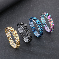 Bracelet Minimaliste Créatif Poli Uni pour Homme en Acier Inoxydable Classique Maille Cubaine Accessoires de Mode pour Poignet Vente en Gros