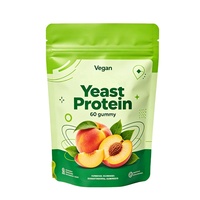 Bonbons Gommeux Protéinés Végétaliens à la Levure, Saveur Pêche, Marque Blanche, Snack Protéiné Fitness, Protéines par Sachet, Gommes Énergétiques avec BCAA EAA