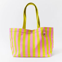Sac fourre-tout en toile à rayures verticales colorées, monogrammé, grande capacité, sac à bandoulière pour femme, sac de plage, sac de courses réutilisable