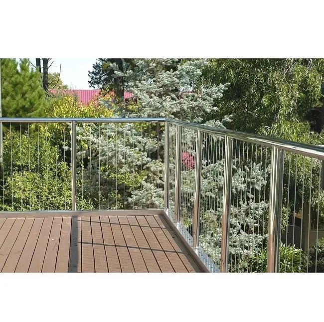 Wire Rope Balustrade Handrail Stainless Steel Vertical Cable Railing