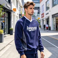 T-shirt personnalisé pour homme, style hip-hop, manches longues, col en V, en coton épais, coupe oversize, imprimé automne, grande taille, doublure confortable