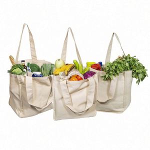 Bolsa de Compras Ecológica Personalizada para Alimentos y Vegetales, con Correa Interior de Algodón Orgánico Lavable, Bolsa de Supermercado de Lona - Product Image 1