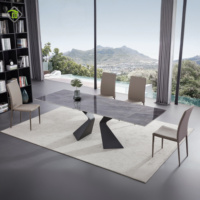 Ensemble de table et chaises de salle à manger en céramique pour la maison moderne, 6 places, en acier inoxydable, marbre, table et chaises de luxe