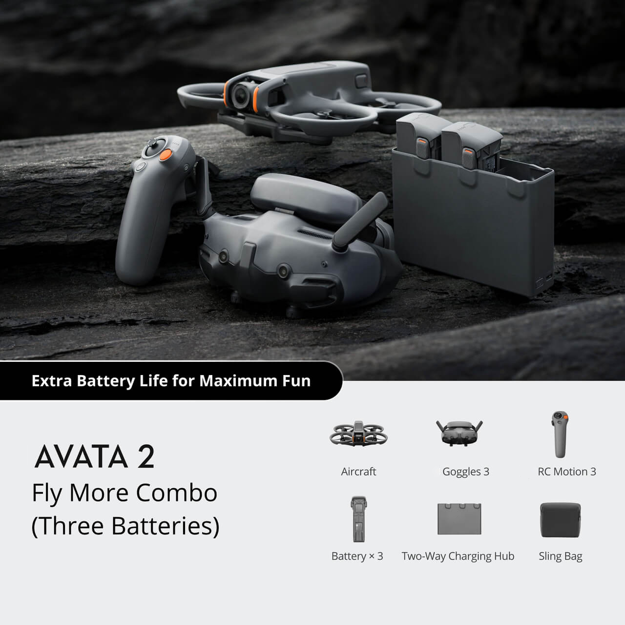 Dark Gray-Fly More Combo (3 Batteries)