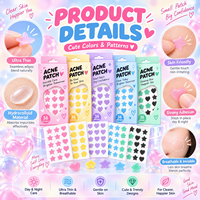 Patchs Hydrocolloïdes Anti-Acné Authentiques en Forme d'Étoile Colorés, Dissimulant et Absorbant le Pus (Étui Miroir Inclus)