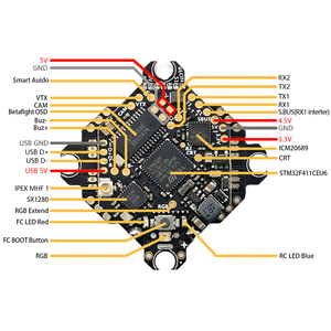 DarwinFPV ExpressLRS ELRS <span class=keywords><strong>AIO</strong></span> <span class=keywords><strong>F4</strong></span> FC FPV Bluejay 2.4G ชุดควบคุมการบิน Whoop Betaflight 15A OSD BEC 1-3S 4In1 ESC - Product Image 3