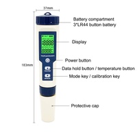 Testeur numérique étanche 5 en 1 à succès, stylo pH-mètre TDS/EC/pH/salinité/TEMP, précision 0,05 pH, plage 0-14 pH, OBM/OEM/ODM