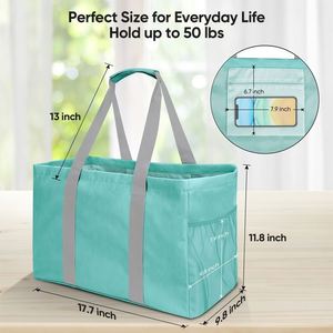 Custom Name Embroidery 9 Gallon Extra <b>Large</b> Utility Tote <b>Bag</b> Foldable Reusable Water Resistant Denim <b>Storage</b> <b>Bag</b> 7 Colors - Product Image 6