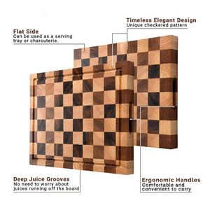 Nuevo producto transfronterizo: Tabla de cortar de madera de acacia, tabla de cortar de madera maciza con diseño de tablero de ajedrez, tabla de cortar para cocina doméstica. - Product Image 3