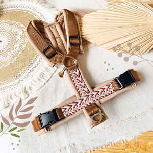 Nefes süper rahat ayarlanabilir Boho dokuma köpek koşum hiçbir çekme yelek özel neopren köpek koşum ve tasma Set - Product Image 2