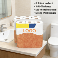 Rouleaux de papier toilette personnalisés en gros avec logo, 4 plis, écologiques, solubles dans l'eau, super doux, blancs, pour la maison