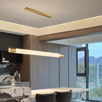 Lampe suspendue linéaire en onyx naturel, tube long en albâtre, éclairage LED en marbre pour îlot de cuisine, table, hôtel, villa, restaurant