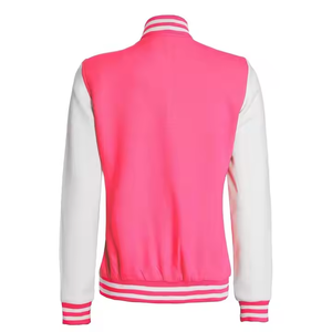 Veste universitaire réversible en peau de mouton rose pour femme Respirant Letterman Design Baseball personnalisable Approprié - Product Image 2