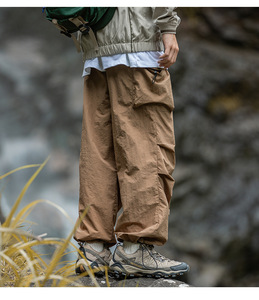 <b>Black</b> <b>Men</b> <b>Cargo</b> Trousers Drawstring Mid Waist Water Resistant Breathable Loose Fit Outdoor Casual <b>Pants</b> - Product Image 6