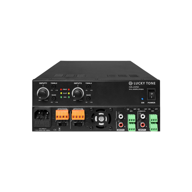 Half U Rack Mount 2 Channels 480W 100V Power Amplifier with Bass and Treble Control