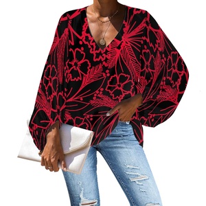 เสื้อเบลาส์แขนยาวผ้าชีฟองสำหรับผู้หญิงเสื้อพิมพ์<span class=keywords><strong>ลาย</strong></span>ชนเผ่าซามัว - Product Image 3