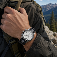 Montre à quartz pour homme, boîtier en alliage, bracelet en nylon tissé, montre-bracelet décontractée pour homme, pour l'extérieur