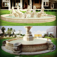 Fontaine d'eau romaines en marbre, article de décoration de jardin d'extérieur, fontaine pour piscines avec chevaux