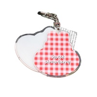 Porte-clés miroir de maquillage en acrylique personnalisé, motif dessin animé mignon, en plastique, pour filles